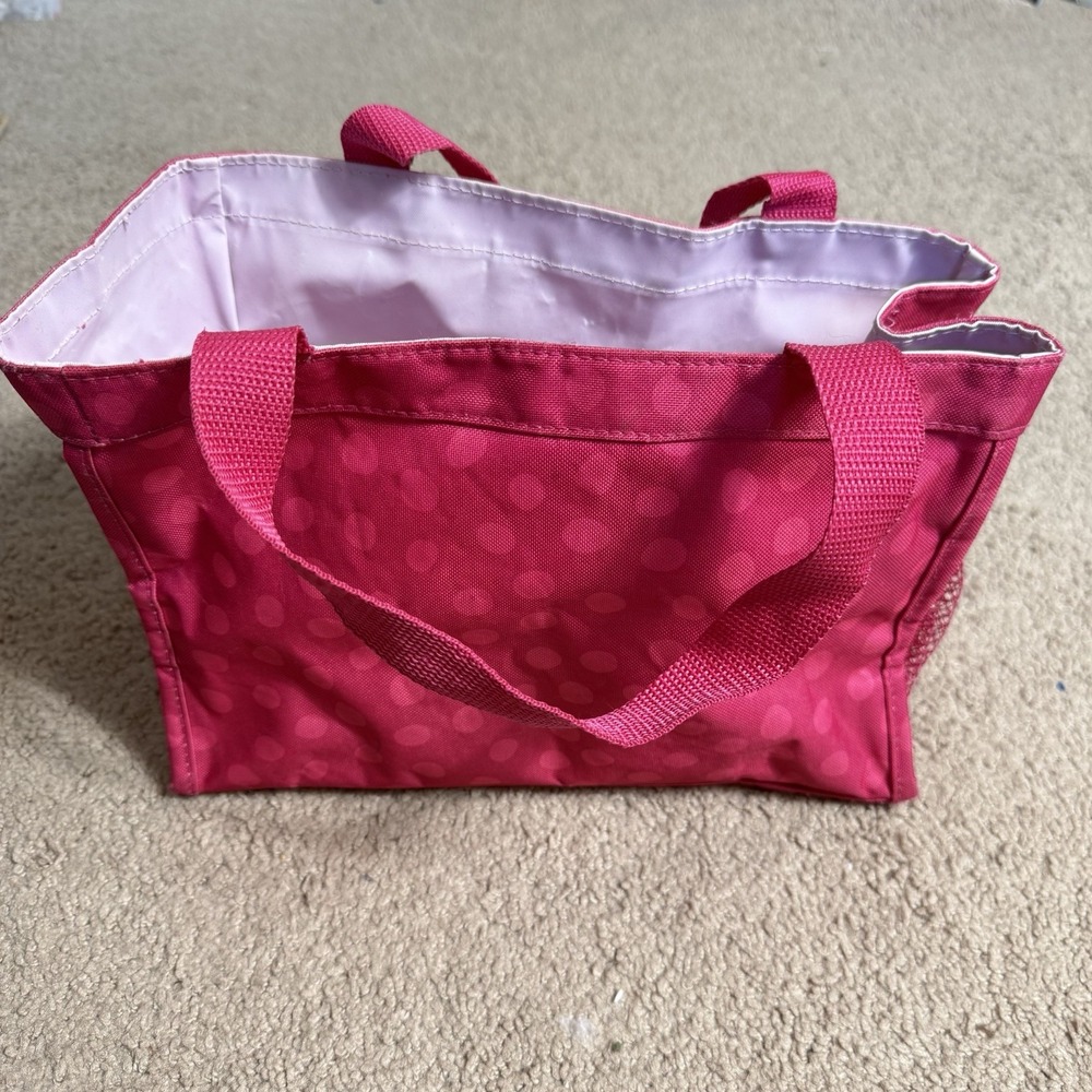 Thirty-One Pink Lotsa Dots All-In-One Organizer 11"x8" Open Tote w/ Handles 31